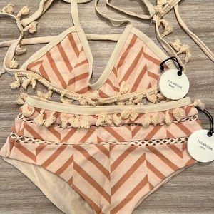 Tularosa Tassel M Bikini Top + S Bikini Bottom NEW
